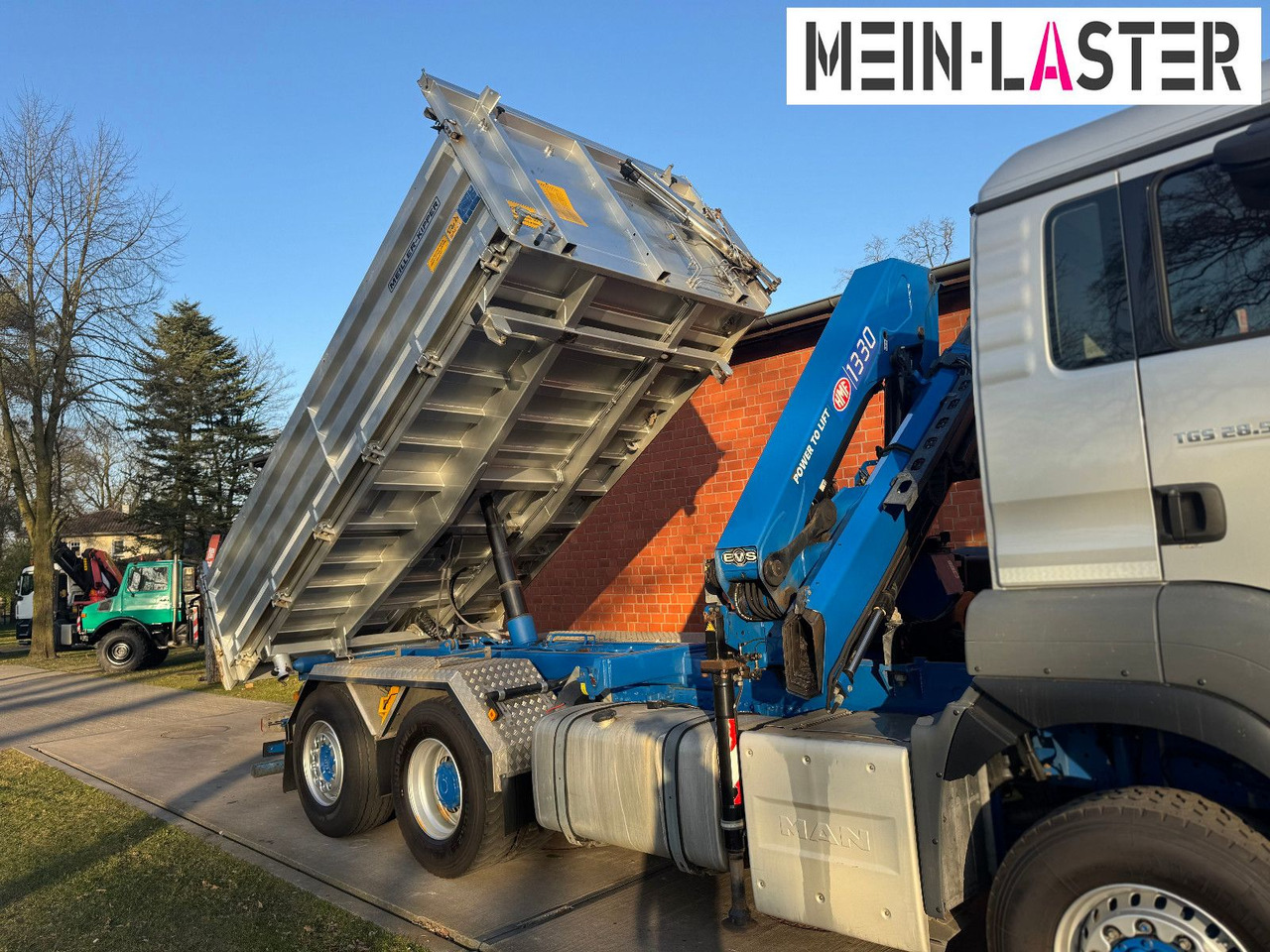 MAN Aufbau Meiller Bordmatik + HMF 1330 K4 15m Funk - Autocarro ribaltabile, Camion con gru: foto 2 MAN Aufbau Meiller Bordmatik + HMF 1330 K4 15m Funk - Autocarro ribaltabile, Camion con gru: foto 2