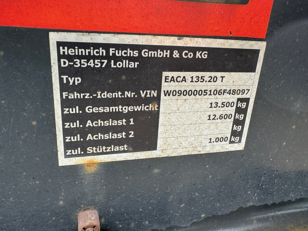 EACA 135.20 T FUCHS EACA 135.20 T, Absetzanhänger für 1 Mulde - Rimorchio scarrabile/ Multibenna: foto 2 EACA 135.20 T FUCHS EACA 135.20 T, Absetzanhänger für 1 Mulde - Rimorchio scarrabile/ Multibenna: foto 2