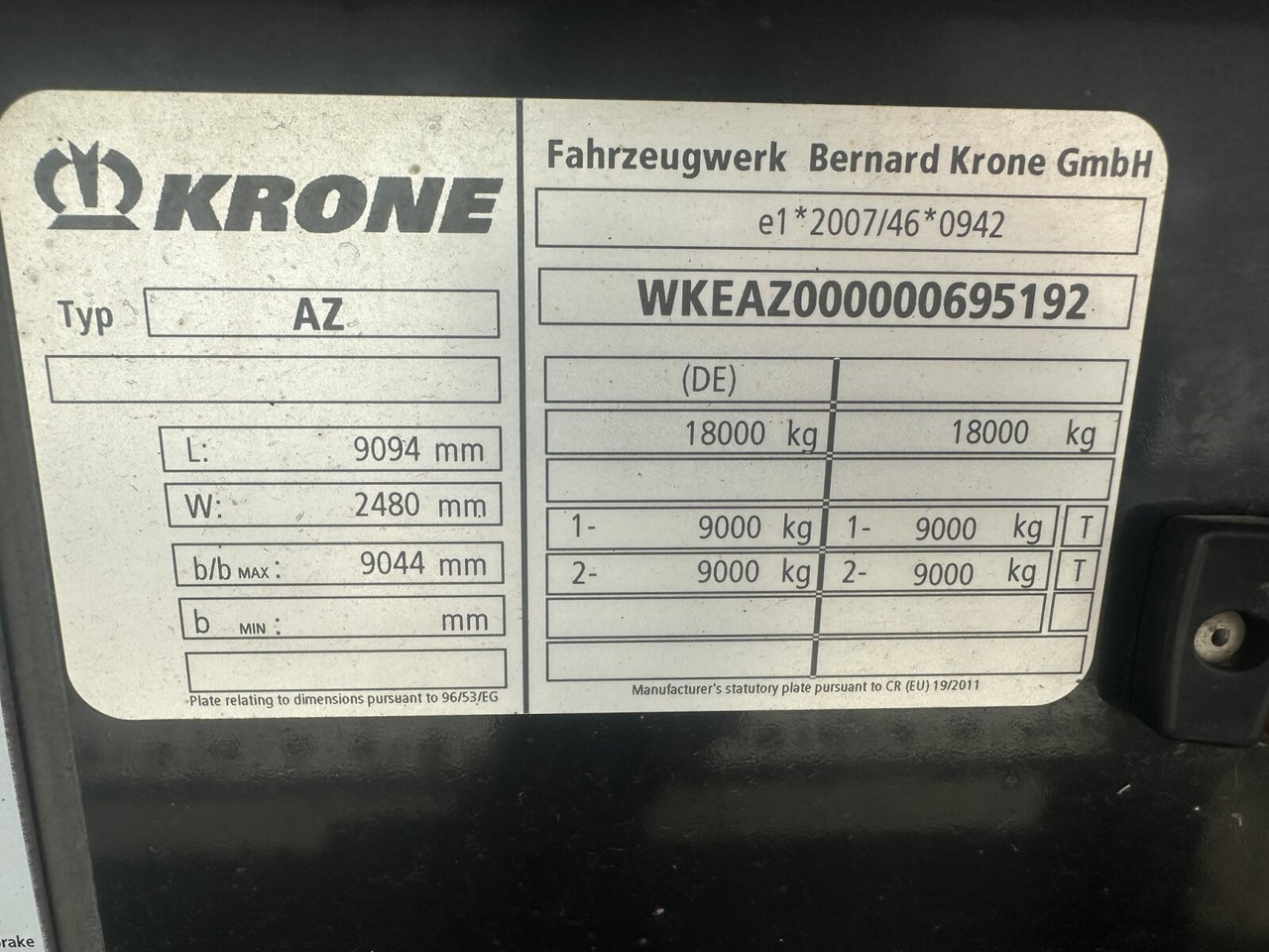 Krone AZW 18 AZW 18 - Rimorchio portacontainer/ Caisse interchangeable: foto 2 Krone AZW 18 AZW 18 - Rimorchio portacontainer/ Caisse interchangeable: foto 2