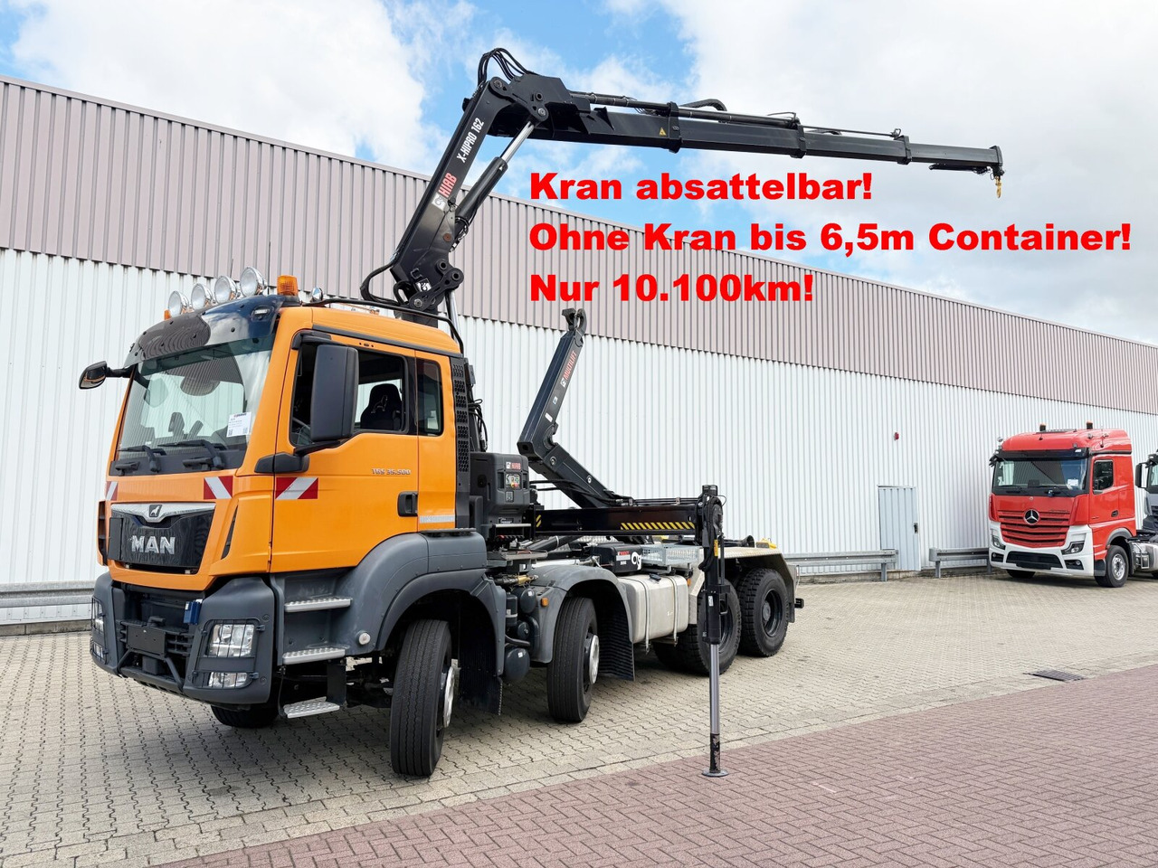 MAN TGS 35.500 8x4 BB TGS 35.500 8x4 BB mit Kran Hiab X-HiPro 162 E-3, absetzbar, Funk - Autocarro scarrabile, Camion con gru: foto 1 MAN TGS 35.500 8x4 BB TGS 35.500 8x4 BB mit Kran Hiab X-HiPro 162 E-3, absetzbar, Funk - Autocarro scarrabile, Camion con gru: foto 1
