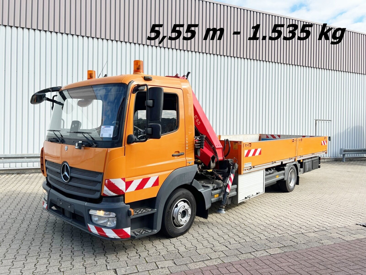 Mercedes-Benz Atego 1023 L 4x2 Atego 1023 L 4x2 mit Kran Fassi F85B.0.21 - Camion con gru, Autocarro con pianale/ Cassone fisso: foto 1 Mercedes-Benz Atego 1023 L 4x2 Atego 1023 L 4x2 mit Kran Fassi F85B.0.21 - Camion con gru, Autocarro con pianale/ Cassone fisso: foto 1