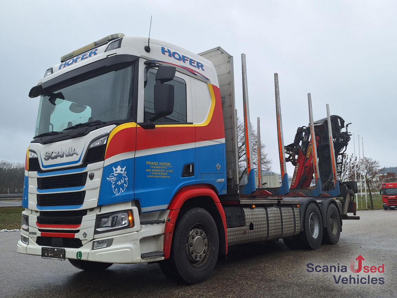 SCANIA R 580 B6x4NB+Epsilon M12 Z - Camion trasporto legname, Camion con gru: foto 1 SCANIA R 580 B6x4NB+Epsilon M12 Z - Camion trasporto legname, Camion con gru: foto 1