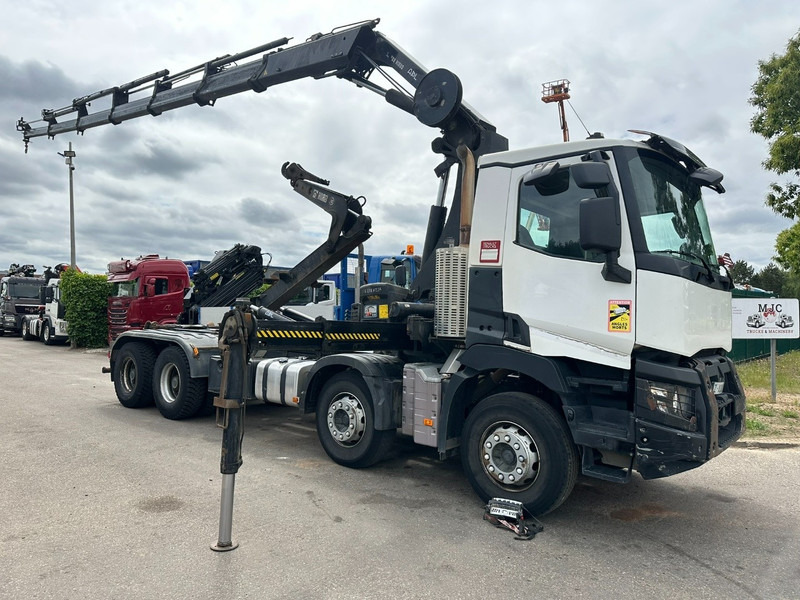 Renault C460 8x4 HOOKLIFT + CRANE HIAB 288 E-6 HIDUO - RADIO - 5/6 F - STEEL SPRING / HUB REDUCTION - Autocarro scarrabile, Camion con gru: foto 1 Renault C460 8x4 HOOKLIFT + CRANE HIAB 288 E-6 HIDUO - RADIO - 5/6 F - STEEL SPRING / HUB REDUCTION - Autocarro scarrabile, Camion con gru: foto 1