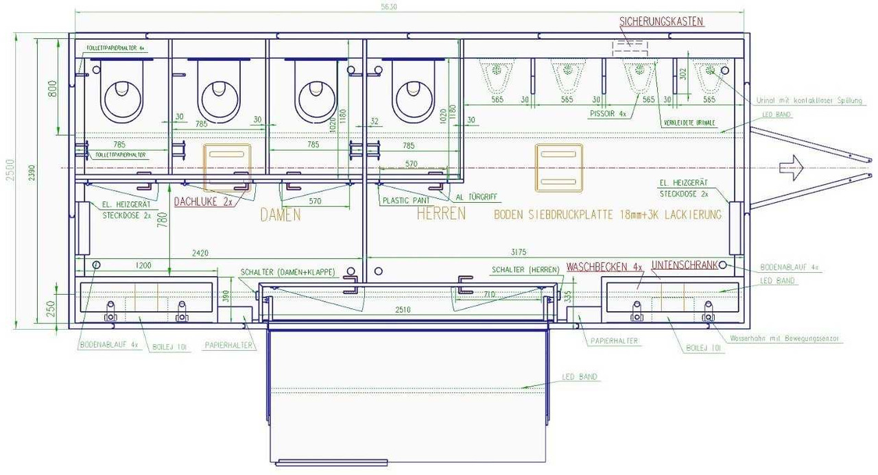 ROSEMEIER VE 3 Damen, 1 Herren, 4 Urinale Toilettenanhänger - Contenitore abitativo, Rimorchio: foto 2 ROSEMEIER VE 3 Damen, 1 Herren, 4 Urinale Toilettenanhänger - Contenitore abitativo, Rimorchio: foto 2