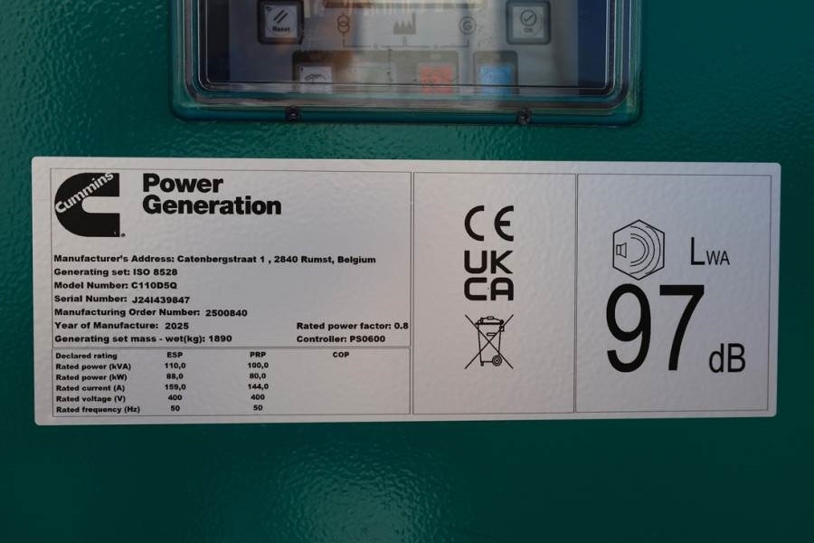 Gruppo elettrogeno Cummins C110D5Q Declaration of Conformity, Diesel, 110kVA,: foto 6
