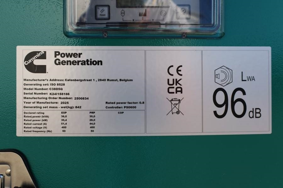 Gruppo elettrogeno Cummins C38D5QS Declaration of Conformity, Diesel, 38kVA,: foto 6