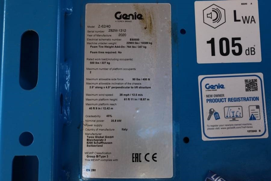 Genie Z62/40 Diesel, 4x4 Drive, 20.9 m Working Height, 1 - Piattaforma articolata: foto 5 Genie Z62/40 Diesel, 4x4 Drive, 20.9 m Working Height, 1 - Piattaforma articolata: foto 5