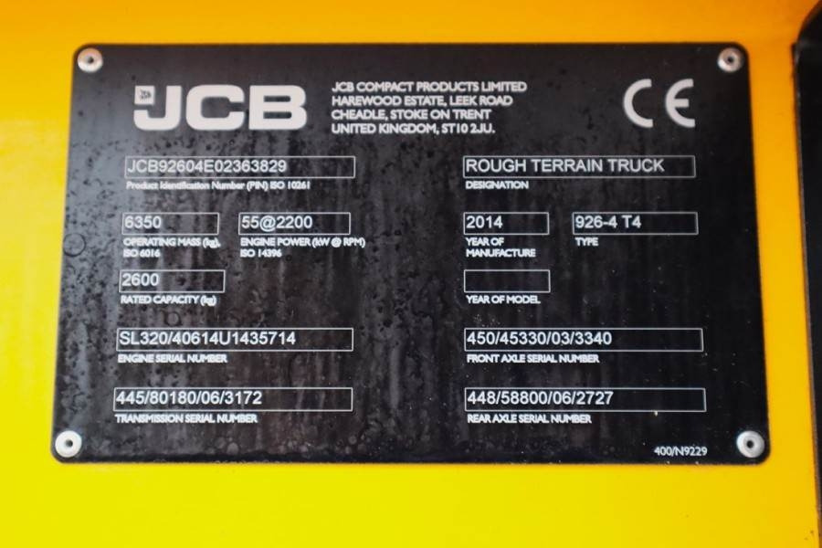 JCB 926 Diesel, 4x4 Drive, Triplex mast, 5500mm Liftin  - Carrello elevatore fuoristrada: foto 5 JCB 926 Diesel, 4x4 Drive, Triplex mast, 5500mm Liftin  - Carrello elevatore fuoristrada: foto 5