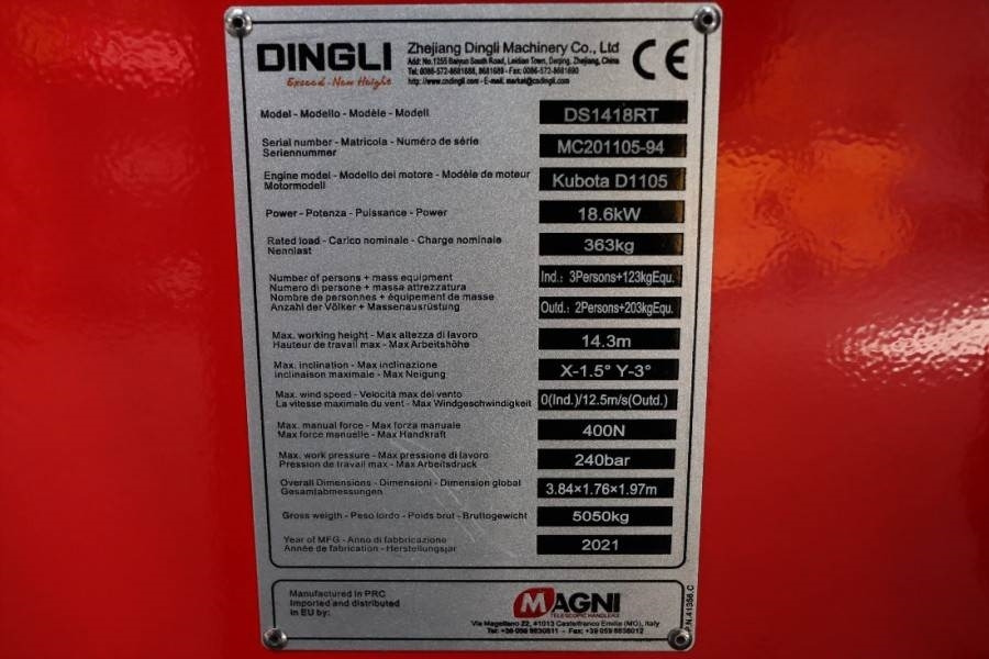 Piattaforma a pantografo Magni ES1418RT New And Available Directly From Stock, El: foto 7 Piattaforma a pantografo Magni ES1418RT New And Available Directly From Stock, El: foto 7