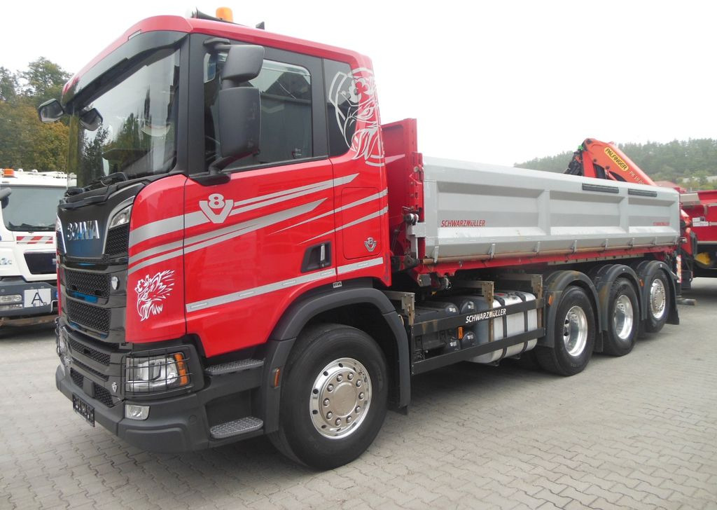 Scania R 580,8X4,KIPPER,BORDMATIC,PALFINGER PK 19.001 - Autocarro ribaltabile, Camion con gru: foto 1 Scania R 580,8X4,KIPPER,BORDMATIC,PALFINGER PK 19.001 - Autocarro ribaltabile, Camion con gru: foto 1