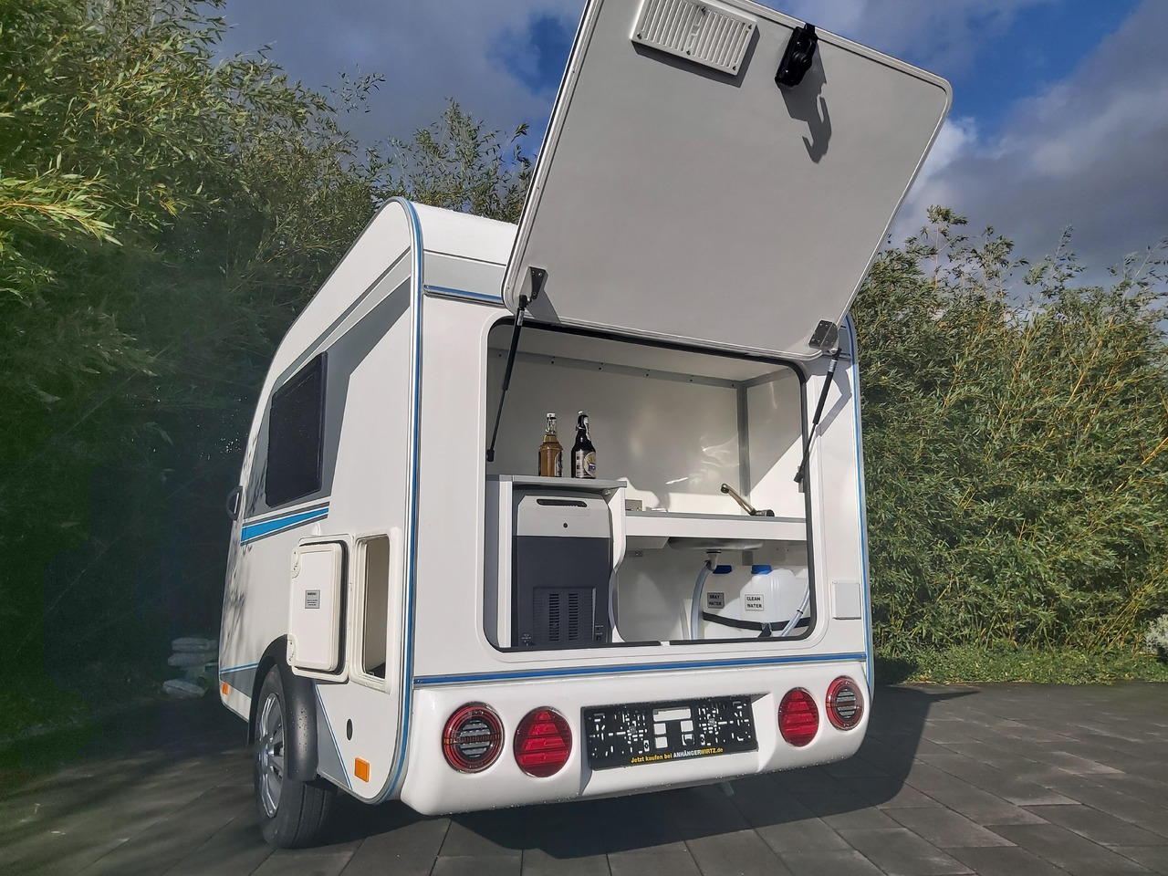 Caravan Mini Camper Mini Tommy TMC25 252x140x121cm aero V1 Küche 12V/230V 100km/H 750kg gebremst Modell 24: foto 9
