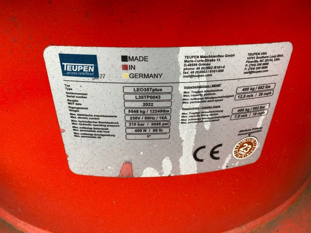 Piattaforma aerea Teupen LEO35T/PLUS a réparer: foto 14