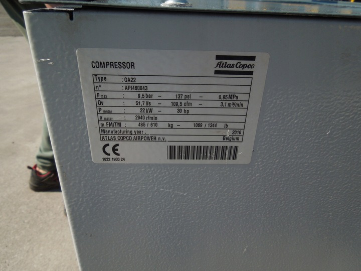 Atlas Copco GA22FF - Compressore d'aria: foto 1 Atlas Copco GA22FF - Compressore d'aria: foto 1