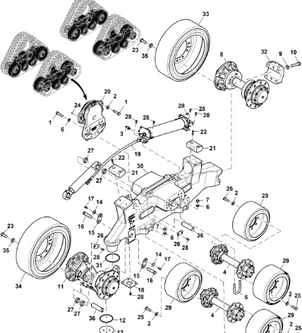 John Deere 9470RX - Zestaw koła i opony RE272331 (Gąsienice i obciąźniki) - Ricambi sottocarro per Trattore: foto 1 John Deere 9470RX - Zestaw koła i opony RE272331 (Gąsienice i obciąźniki) - Ricambi sottocarro per Trattore: foto 1