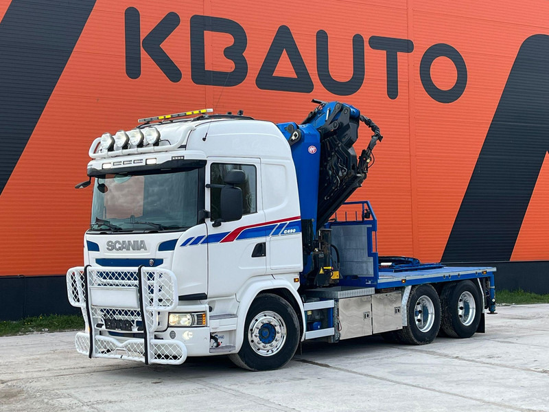Scania G 490 6x2 HMF 5020 K6 + JIB / RETARDER - Autocarro con pianale/ Cassone fisso, Camion con gru: foto 2 Scania G 490 6x2 HMF 5020 K6 + JIB / RETARDER - Autocarro con pianale/ Cassone fisso, Camion con gru: foto 2