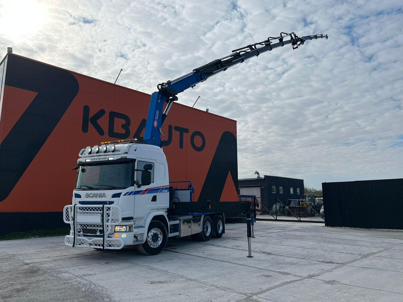Scania G 490 6x2 HMF 5020 K6 + JIB / RETARDER - Autocarro con pianale/ Cassone fisso, Camion con gru: foto 1 Scania G 490 6x2 HMF 5020 K6 + JIB / RETARDER - Autocarro con pianale/ Cassone fisso, Camion con gru: foto 1