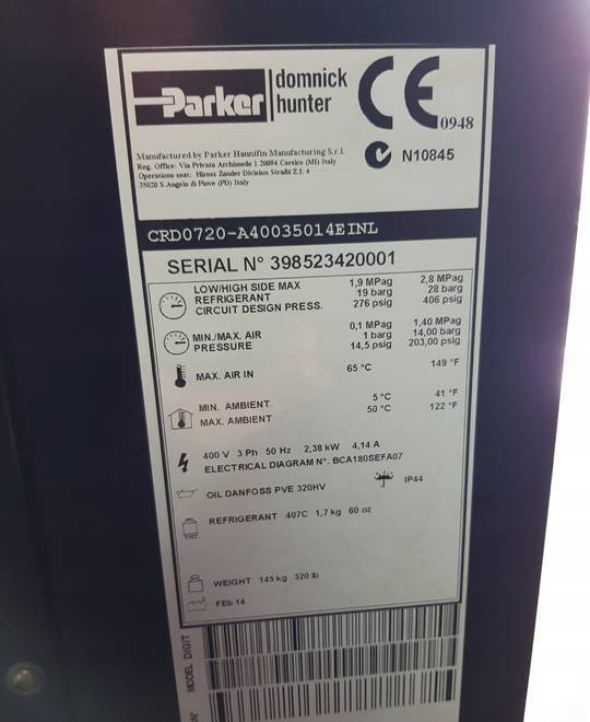 ZIĘBNICZY PARKER DOMNICK HUNTER CRD 0720 - Compressore d'aria: foto 3 ZIĘBNICZY PARKER DOMNICK HUNTER CRD 0720 - Compressore d'aria: foto 3