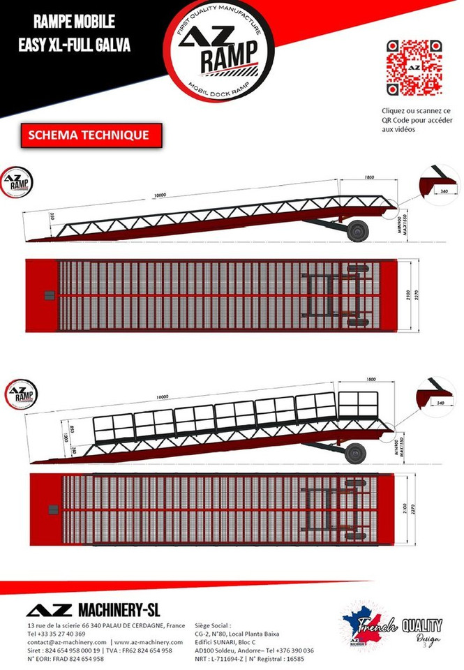 Rampa di carico nuovo AZ RAMP-EASY XL-12 FULL GALVA. WIDE Mobil Galvanizate Loading Ramp With Level Off, 12 t Capacity: foto 8