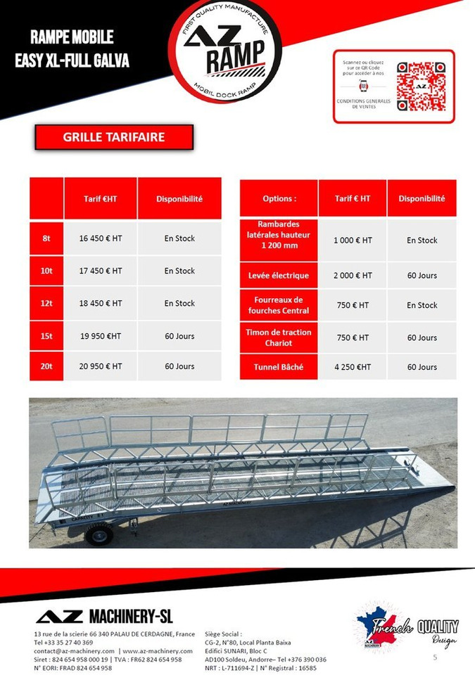 Rampa di carico nuovo AZ RAMP-EASY XL-12 FULL GALVA. WIDE Mobil Galvanizate Loading Ramp With Level Off, 12 t Capacity: foto 10