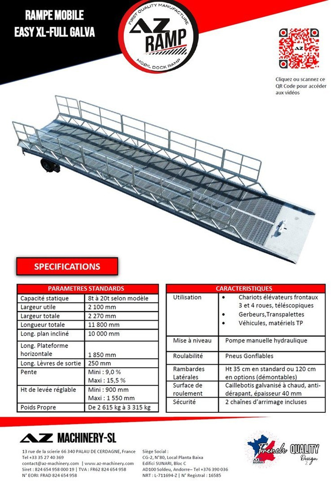 Rampa di carico nuovo AZ RAMP-EASY XL-12 FULL GALVA. WIDE Mobil Galvanizate Loading Ramp With Level Off, 12 t Capacity: foto 7