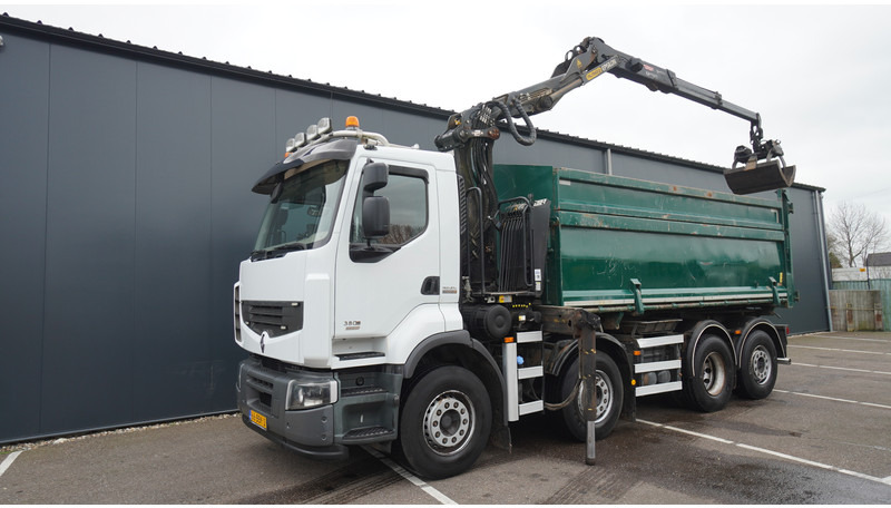 Renault PREMIUM 380 DXI 8X2/6 2 SIDE TIPPER WITH PLFINGER Q 170 Z CRANE.278.200KM - Camion con gru: foto 3 Renault PREMIUM 380 DXI 8X2/6 2 SIDE TIPPER WITH PLFINGER Q 170 Z CRANE.278.200KM - Camion con gru: foto 3