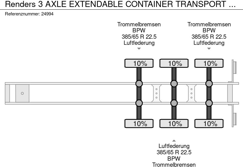 Semirimorchio portacontainer/ Caisse interchangeable Renders 3 AXLE EXTENDABLE CONTAINER TRANSPORT TRAILER: foto 6
