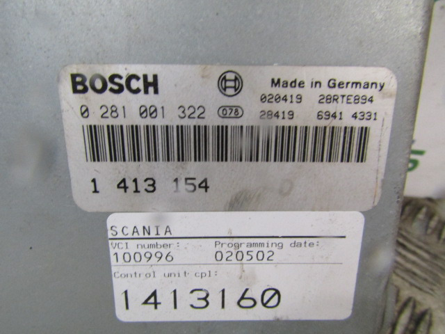 SCANIA P94 ENGINE ECU BOSCH P/NO 0281 001 322 - ECU per Camion: foto 2 SCANIA P94 ENGINE ECU BOSCH P/NO 0281 001 322 - ECU per Camion: foto 2