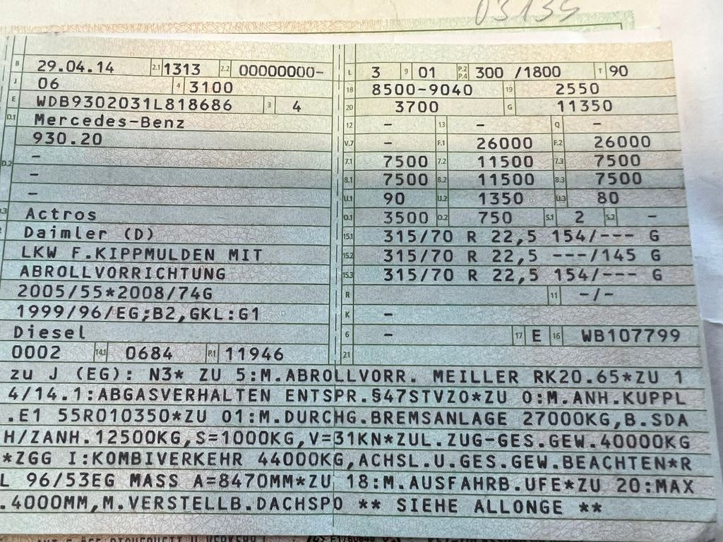 Mercedes-Benz 2541 6X2 Meiller Funk Zustand wie 200 tkm Mercedes-Benz 2541 6X2 Meiller RK 20.65 Funk | Top Zustand! - Autocarro scarrabile: foto 2 Mercedes-Benz 2541 6X2 Meiller Funk Zustand wie 200 tkm Mercedes-Benz 2541 6X2 Meiller RK 20.65 Funk | Top Zustand! - Autocarro scarrabile: foto 2