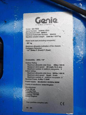 Genie GS1932 - Piattaforma a pantografo: foto 2 Genie GS1932 - Piattaforma a pantografo: foto 2