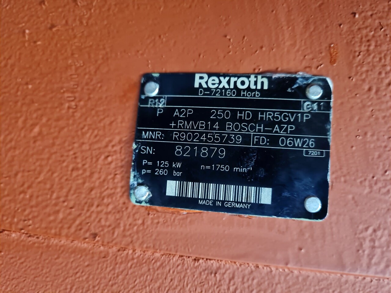 REXROTH A2P250HD HR5GV1P + RMVB14 - Pompa olio: foto 5 REXROTH A2P250HD HR5GV1P + RMVB14 - Pompa olio: foto 5