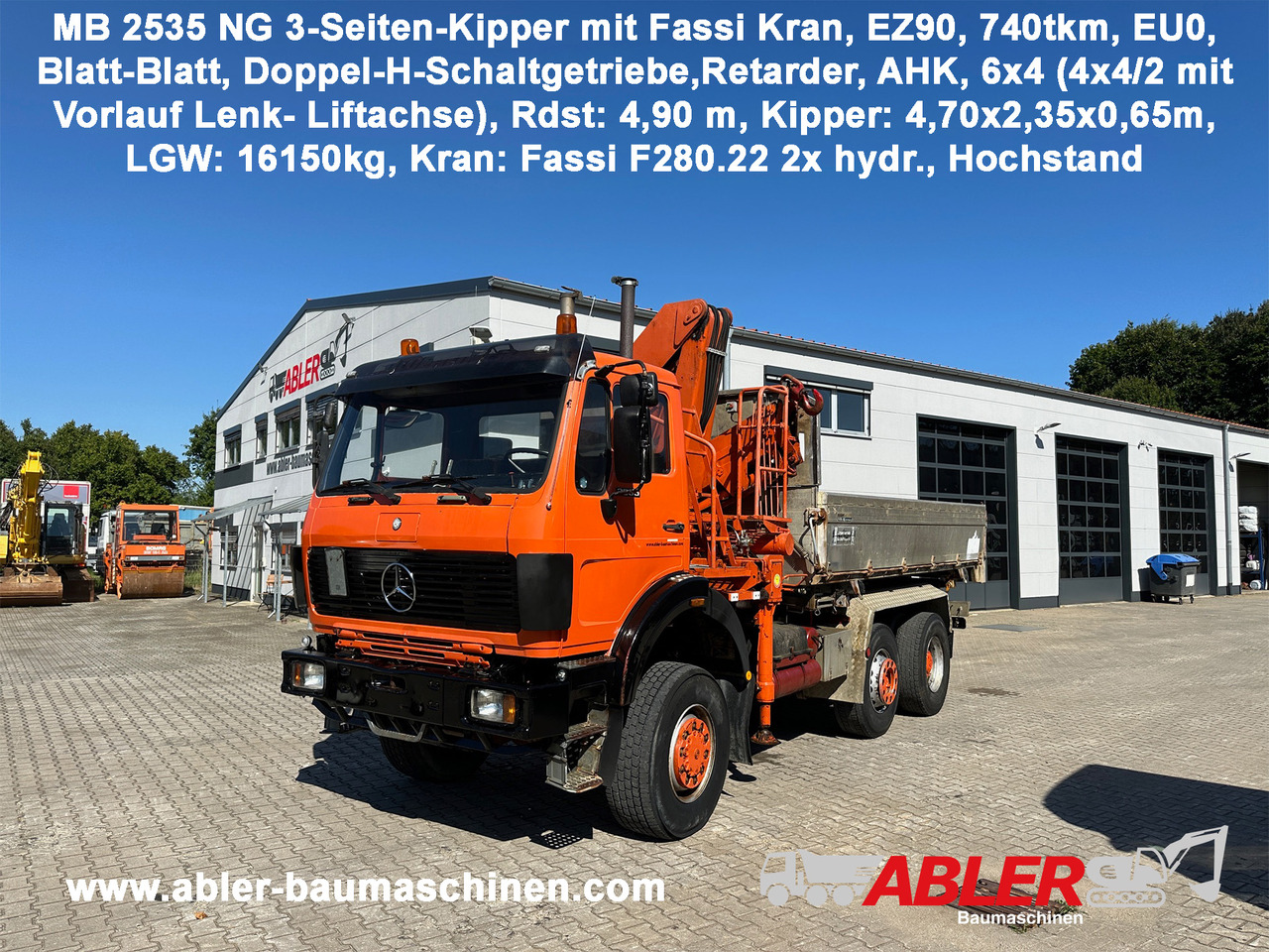 Mercedes-Benz 2535 NG 3-Seiten-Kipper mit Kran - Autocarro ribaltabile, Camion con gru: foto 1 Mercedes-Benz 2535 NG 3-Seiten-Kipper mit Kran - Autocarro ribaltabile, Camion con gru: foto 1
