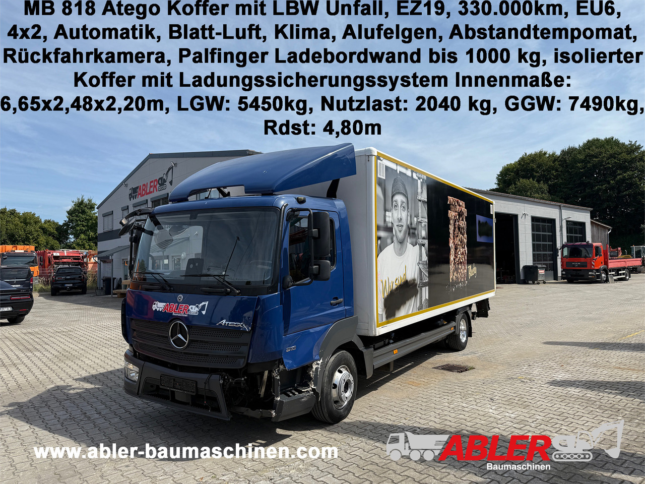 Mercedes-Benz 818 Atego Koffer LBW Palfinger ACC Unfall - Autocarro furgonato: foto 1 Mercedes-Benz 818 Atego Koffer LBW Palfinger ACC Unfall - Autocarro furgonato: foto 1