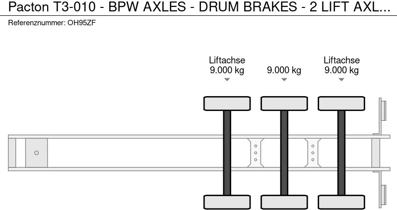 Semirimorchio portacontainer/ Caisse interchangeable Pacton T3-010 - BPW AXLES - DRUM BRAKES - 2 LIFT AXLES - 2 x EXTENDABLE -: foto 14