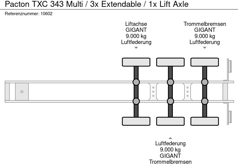 Semirimorchio portacontainer/ Caisse interchangeable Pacton TXC 343 Multi / 3x Extendable / 1x Lift Axle: foto 10