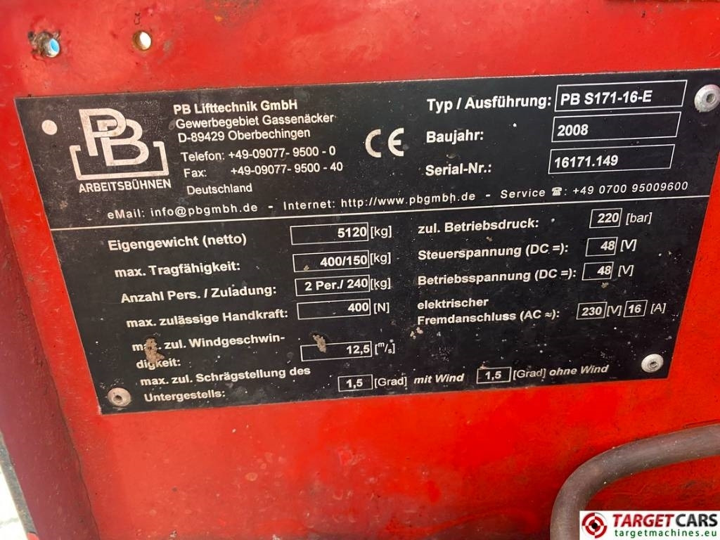 Piattaforma a pantografo PB Lifttechnik S171-16E Electric Scissor Work Lift 1703cm: foto 10 Piattaforma a pantografo PB Lifttechnik S171-16E Electric Scissor Work Lift 1703cm: foto 10