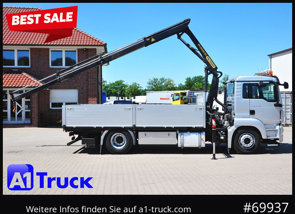 MAN TGS 18,400 LL, PK12.502 Funk, - Camion con gru, Autocarro con pianale/ Cassone fisso: foto 1 MAN TGS 18,400 LL, PK12.502 Funk, - Camion con gru, Autocarro con pianale/ Cassone fisso: foto 1
