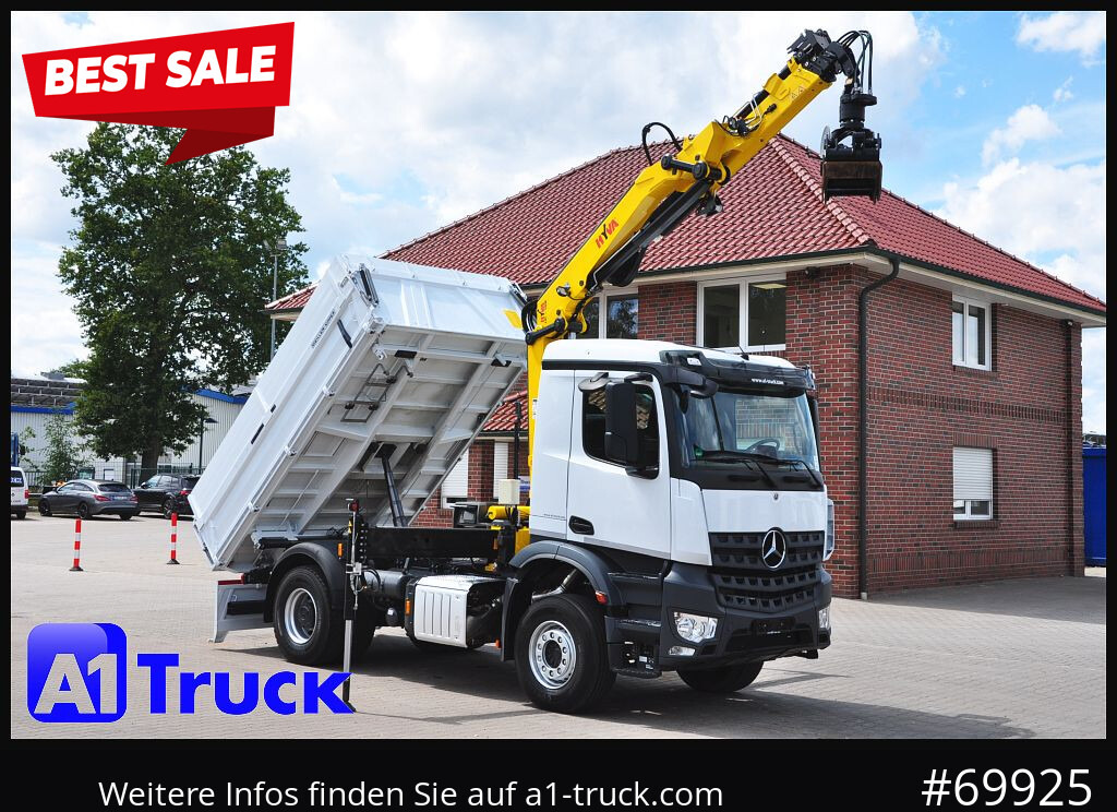 MERCEDES-BENZ Arocs 1840, Kipper + Kran,Funk Navi, KRAN faltbar - Camion con gru, Autocarro ribaltabile: foto 1 MERCEDES-BENZ Arocs 1840, Kipper + Kran,Funk Navi, KRAN faltbar - Camion con gru, Autocarro ribaltabile: foto 1