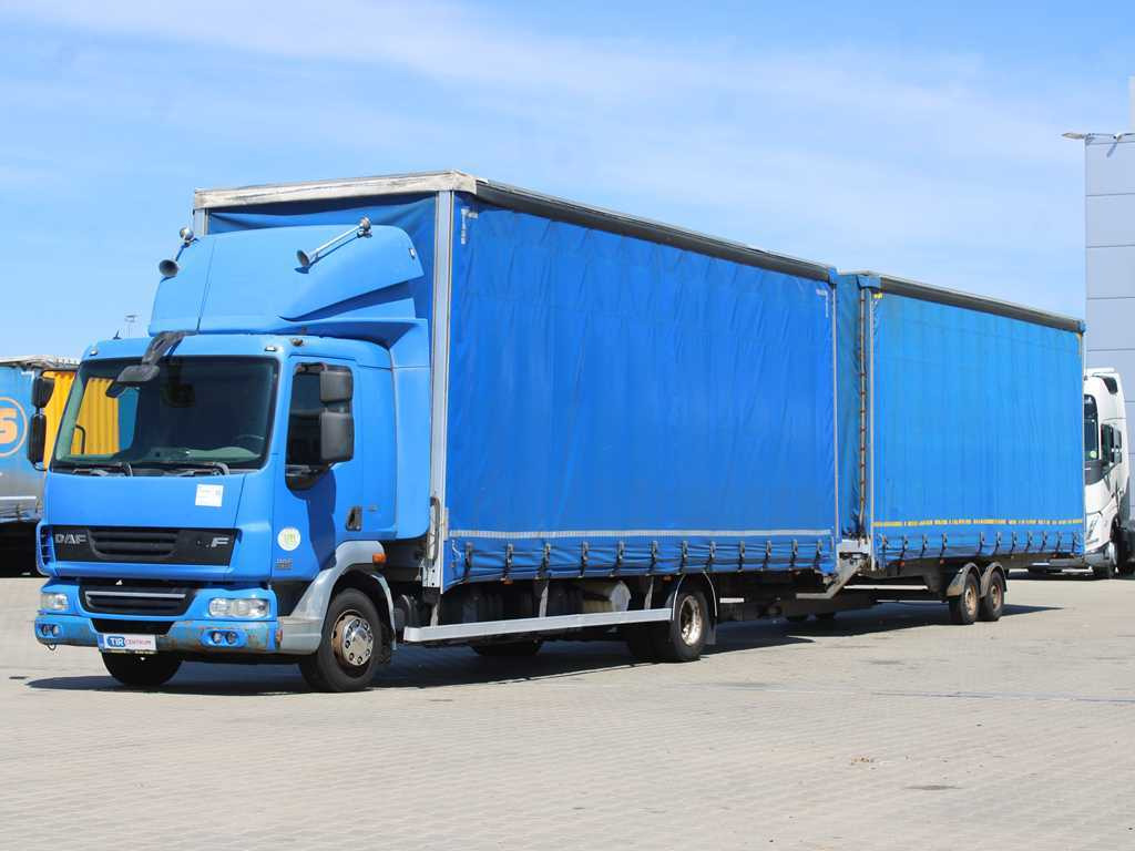 DAF FA LF 45, EURO 5, TYRES 80% + AGADOS TRAILER - Camion centinato: foto 1 DAF FA LF 45, EURO 5, TYRES 80% + AGADOS TRAILER - Camion centinato: foto 1