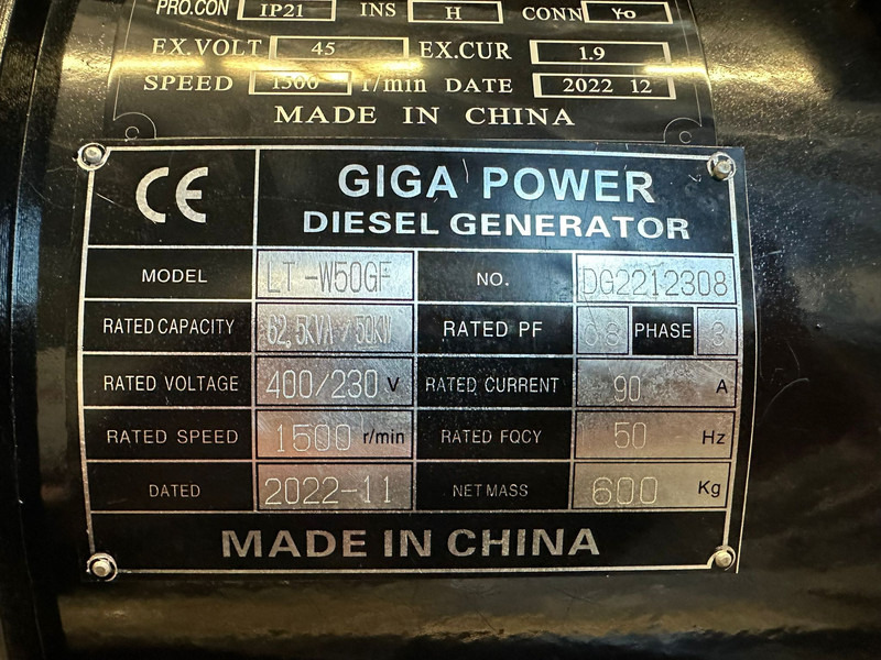 Gruppo elettrogeno Giga power 62.5 kVA LT-W50GF open set: foto 14