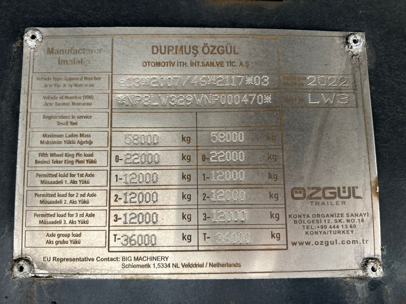 OZGUL LW3 EU 1SS - Semirimorchio pianale ribassato: foto 4 OZGUL LW3 EU 1SS - Semirimorchio pianale ribassato: foto 4