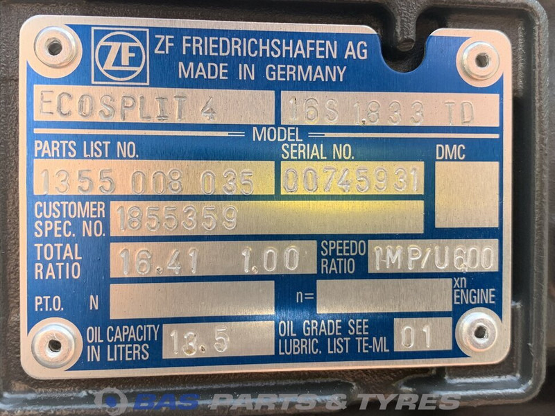 DAF XF106 DAF 16S1833 TD Versnellingsbak 1800079 - Cambio per Camion: foto 5 DAF XF106 DAF 16S1833 TD Versnellingsbak 1800079 - Cambio per Camion: foto 5