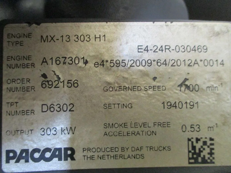 DAF 1884746 // 2190203 // 1904700 MOTOR DAF CF EURO 6 / 410 PK KM 586.541 - Motore per Camion: foto 5 DAF 1884746 // 2190203 // 1904700 MOTOR DAF CF EURO 6 / 410 PK KM 586.541 - Motore per Camion: foto 5