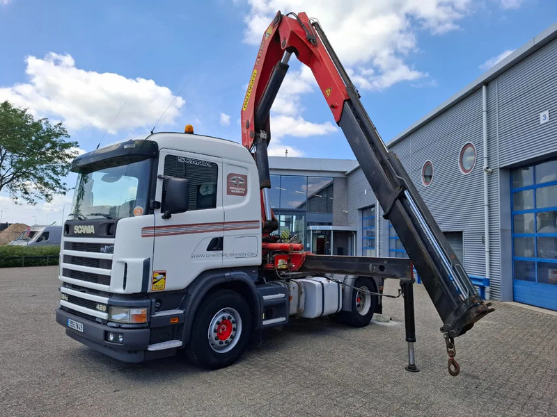 Scania 124G-420 / RETARDER / PALFINGER PK32080 / DOUBLE TANK / AIRCO / GOOD CONDITION / MANUAL / EURO-3 / 2004 - Camion con gru: foto 1 Scania 124G-420 / RETARDER / PALFINGER PK32080 / DOUBLE TANK / AIRCO / GOOD CONDITION / MANUAL / EURO-3 / 2004 - Camion con gru: foto 1