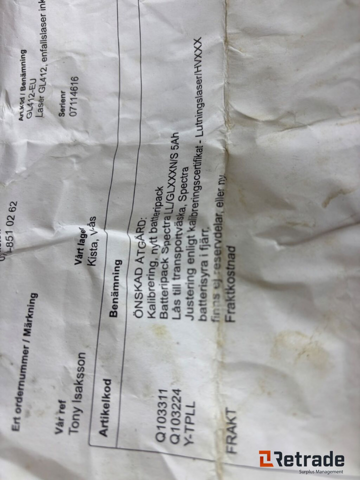 Trimble GL412 Tvåfallslaser - Attrezzatura da costruzione: foto 5 Trimble GL412 Tvåfallslaser - Attrezzatura da costruzione: foto 5