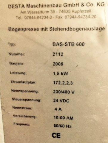 Desta BAS-STB 600 standing sheet press delivery - Piegatrice: foto 3 Desta BAS-STB 600 standing sheet press delivery - Piegatrice: foto 3