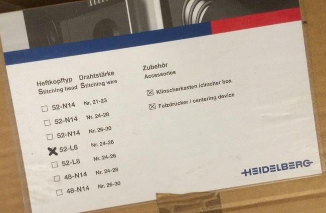 Heidelberg 52-L6 ring eyelet stitching heads - Macchina da stampa: foto 2 Heidelberg 52-L6 ring eyelet stitching heads - Macchina da stampa: foto 2