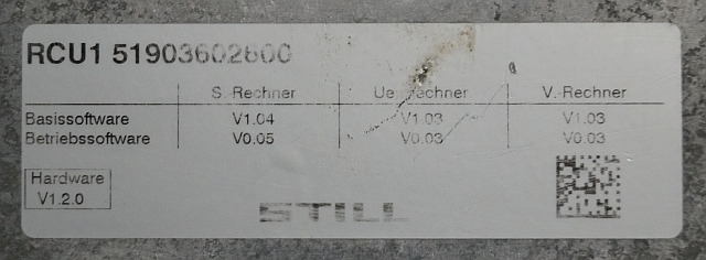 Still 51903602600 | Controller RCU1 base sw V0,05 operating sw V0,05 V0,03 hardw  - ECU per Mezzo di movimentazione: foto 4 Still 51903602600 | Controller RCU1 base sw V0,05 operating sw V0,05 V0,03 hardw  - ECU per Mezzo di movimentazione: foto 4