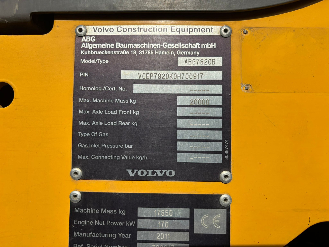VOLVO ABG 7820B - Finitrice: foto 4 VOLVO ABG 7820B - Finitrice: foto 4
