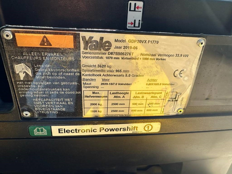 Leasing di Yale GDP 20 VX - Forklift - Heftruck 410 hours! Yale GDP 20 VX - Forklift - Heftruck 410 hours!: foto 18