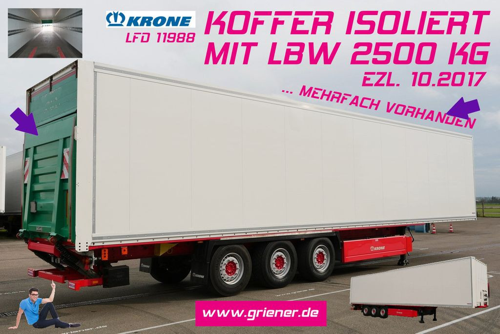 Krone SD 27/ ISOLIERTER KOFFER LBW 2500 kg mehfach ! - Semirimorchio furgonato: foto 1 Krone SD 27/ ISOLIERTER KOFFER LBW 2500 kg mehfach ! - Semirimorchio furgonato: foto 1